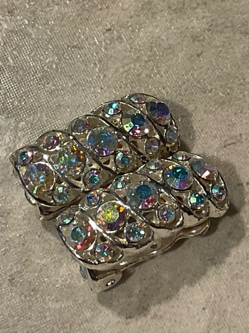 Aurora Borealis Crystal Statement Clip Earrings Vintage